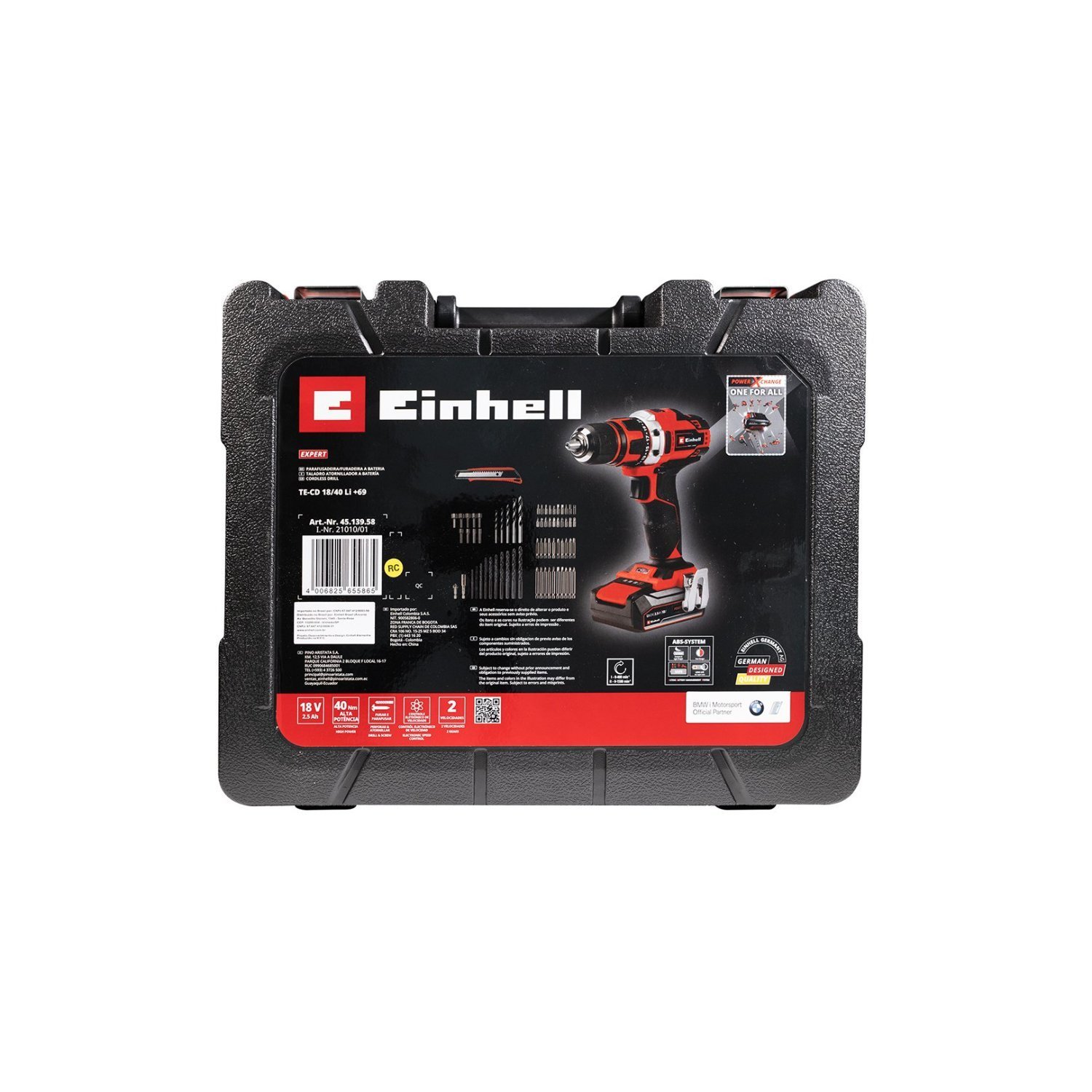 Parafusadeira Furadeira BAT Te-cd 18/40 LI Kit 69 Peças 2,5ah Einhell - 6