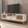 Rack Para Tv Havertz Com Pintura Efeito Palha Off White/Noce - 1