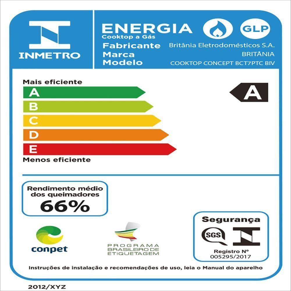 Cooktop Concept Britânia Bct7ptc 5 Bocas Bivolt Bivolt - 4