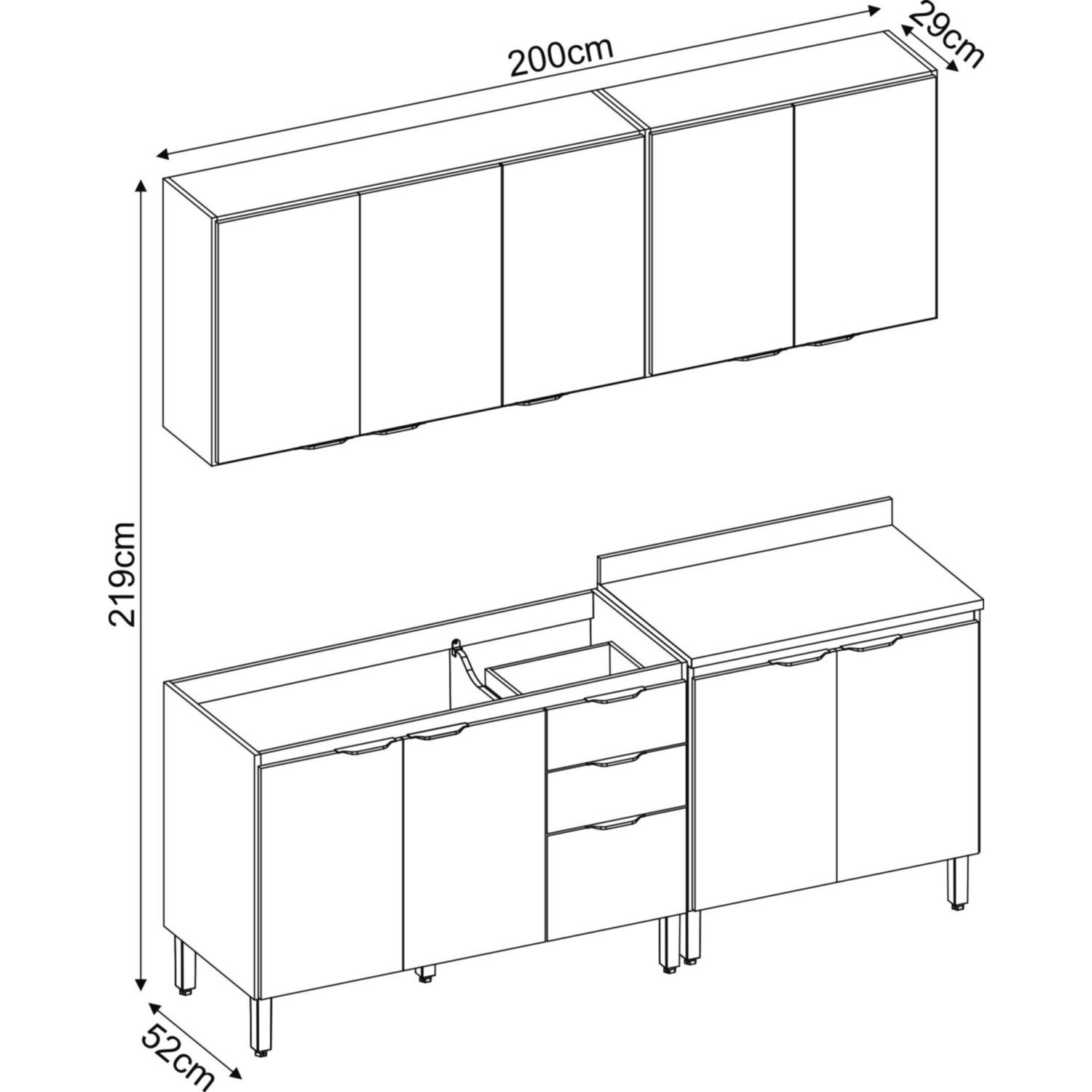 Cozinha Compacta Firenze 04 Peças 10 Portas 02 Gavetas Demóbile - 4