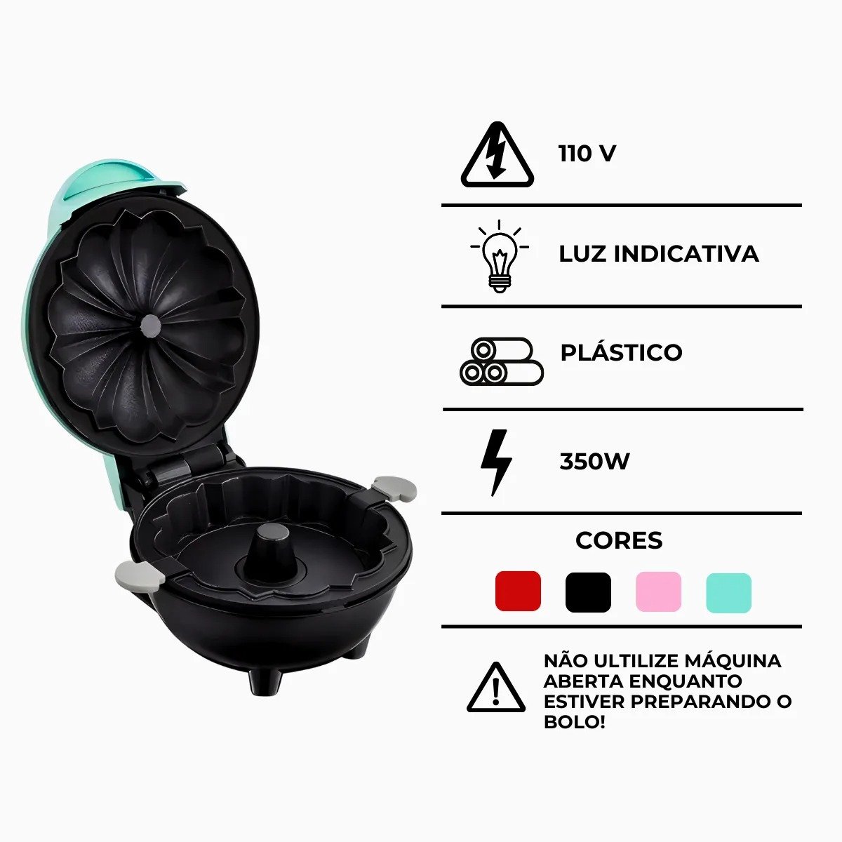 Mini Máquina Bolo Caseiro Antiaderente Portátil 110v Verde - 4