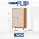 Ver imagem 3 de Quarto de Bebê Flip Guarda Roupa 4 Portas e Cômoda Gaveteiro Areia Acetinado Savana - Reller