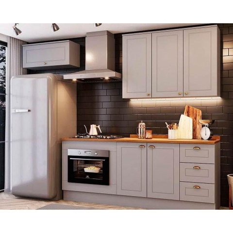 Kit Cozinha Modulada 6 Peças Americana 2 Aéreos + 2 Balcões + 2 Complementos Cz151 Cinza