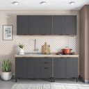 Ver imagem 1 de Cozinha Compacta Modulada Firenze 04 Peças 10 Portas 02 Gavetas Cinza/Avena Touch/Grafito