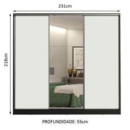 Guarda-roupa Casal 100% Mdf Madesa Royale 3 Portas de Correr com Espelho - 5