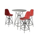 Ver imagem 1 de Jogo Mesa Bistrô Eames Branca 60Cm 3 Banquetas Vermelha Base Ferro Preto - Cor: Branco
