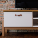 Ver imagem 5 de Rack Bancada Sonetto Retrô P/ Sala de Estar Tv de até 60 Polegadas e Pés em Madeira Maciça Offwhite/