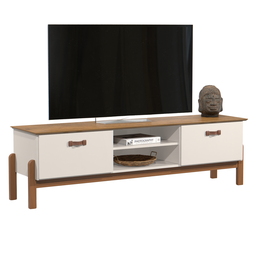 Rack Bancada Sonetto Retrô P/ Sala de Estar Tv de até 60 Polegadas e Pés em Madeira Maciça Offwhite/ - 9