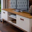 Ver imagem 3 de Rack Bancada Sonetto Retrô P/ Sala de Estar Tv de até 60 Polegadas e Pés em Madeira Maciça Offwhite/