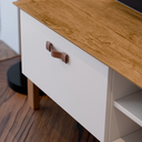 Ver imagem 6 de Rack Bancada Sonetto Retrô P/ Sala de Estar Tv de até 60 Polegadas e Pés em Madeira Maciça Offwhite/