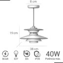 Ver imagem 2 de Pendente Grandia 38cm Preto com Dourado E27 Bivolt
