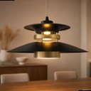 Ver imagem 3 de Pendente Grandia 38cm Preto com Dourado E27 Bivolt