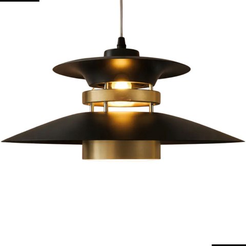Pendente Grandia 38cm Preto com Dourado E27 Bivolt