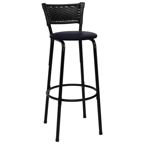 Banqueta para Bancada Banco Alto Junco Preto Balcão Cozinha Gourmet Bar Área de Lazer Piscina