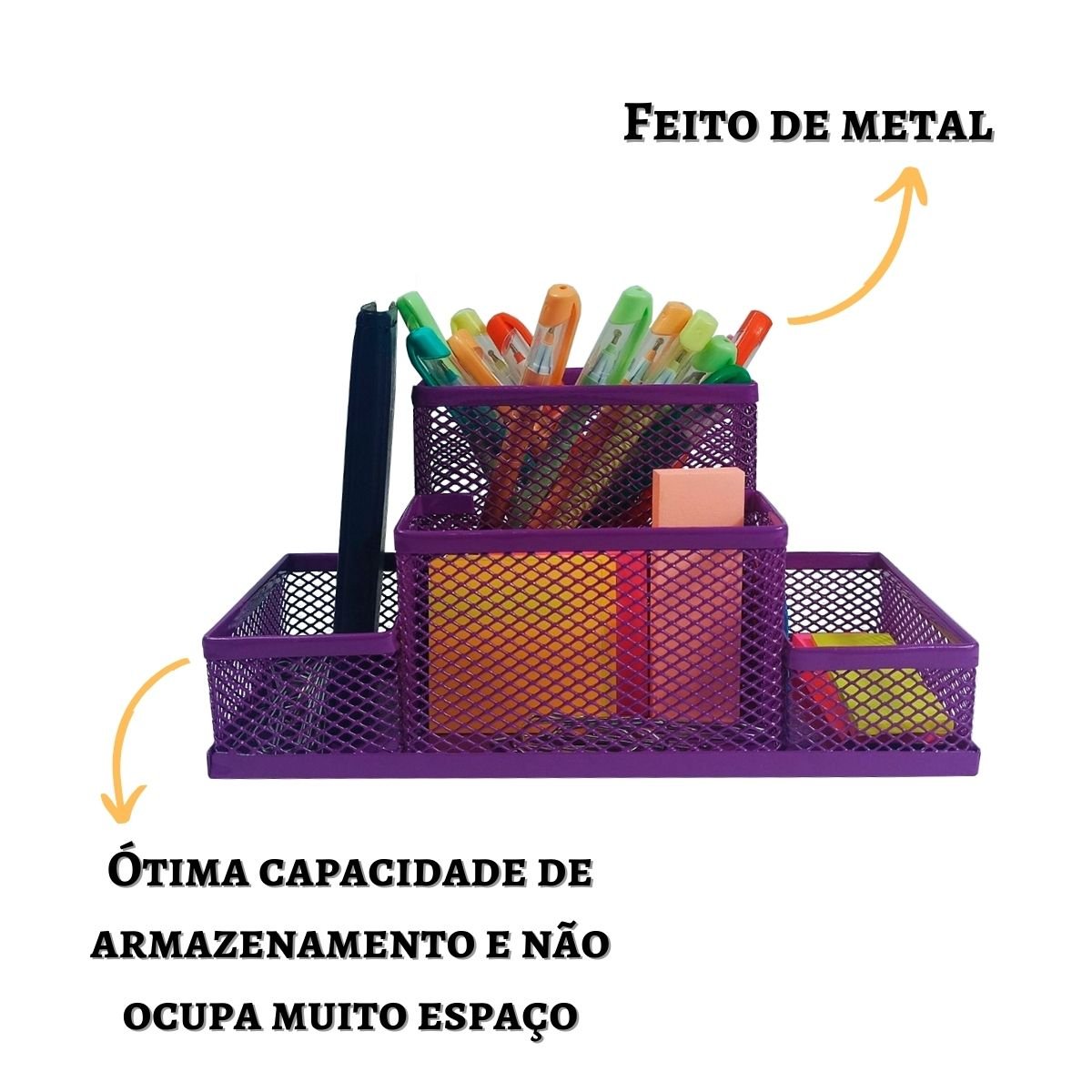 Porta Caneta Porta Treco Porta Lapis Organizador de Mesa Escritório - Roxo - 4