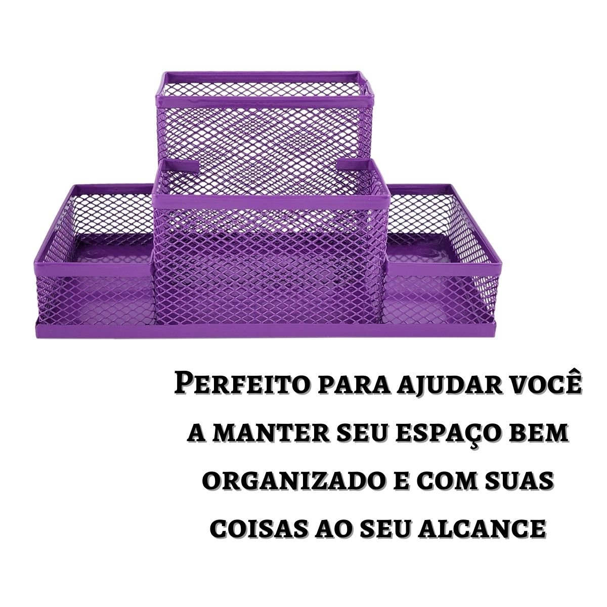 Porta Caneta Porta Treco Porta Lapis Organizador de Mesa Escritório - Roxo - 2