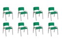 Ver imagem 1 de Kit 8 Cadeiras Infantil Iso, Escola, Base Cinza- Verde Escuro