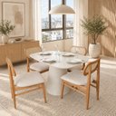 Ver imagem 3 de Mesa de Jantar Orgânica 4 Lugares Madeira Maciça e MDF Yescasa Off White