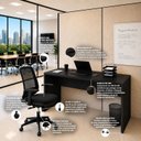 Ver imagem 7 de Conjunto Mesa de Escritório 160x60cm + Cadeira Ergonômica Reclinável Pistão Classe 4