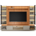 Ver imagem 2 de Rack com Painel e 2 Cristaleiras 2 Portas com LED Magnata Canela/Gris
