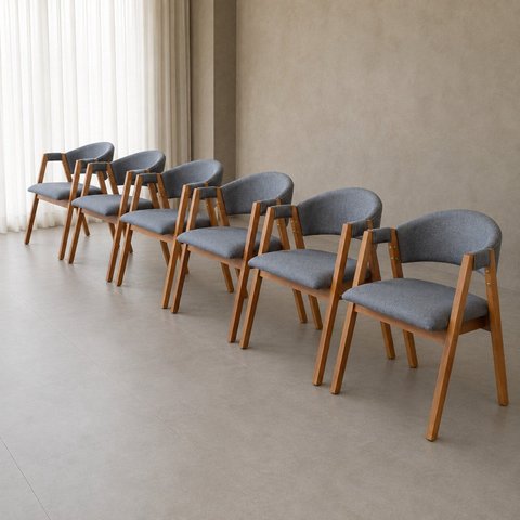 Conjunto 6 Lithi Cadeiras de Jantar Ergônomica & Versátil em Linho