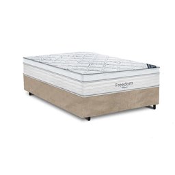 Cama Box Casal + Colchao De Molas Ensacadas Freedom 72X138X188:Bege - 1