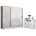 Ver imagem 1 de Guarda Roupa Casal Itália 3 Portas de Correr 2 Gavetas com Cômoda Havana Master Branco Brilho