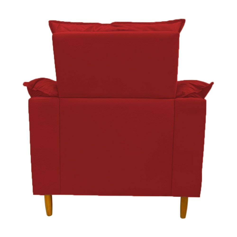 Poltrona Amamentação vermelho suede Com Puff Cadeira Para Leitura Descanso - 5