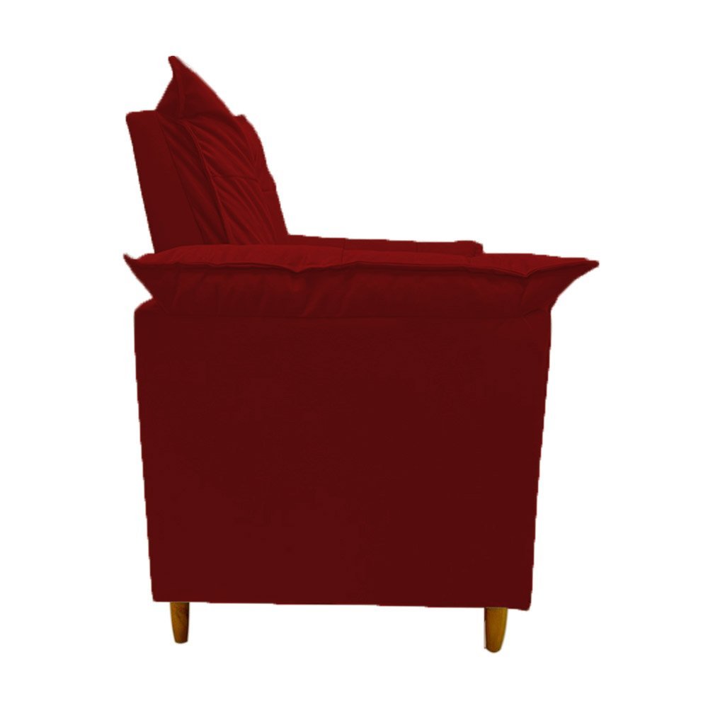 Poltrona Amamentação vermelho suede Com Puff Cadeira Para Leitura Descanso - 4