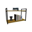 Ver imagem 2 de Nicho Industrial 2 Prateleiras Maldivas Ferro Preto Tampo Canela 80cm