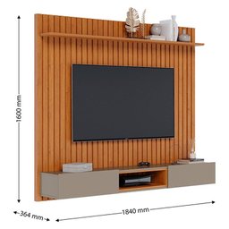 Painel para Tv Home Suspenso Ripado Ambiente Loft 1.8 Nature Gianduia - Imcal - 2