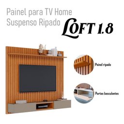 Painel para Tv Home Suspenso Ripado Ambiente Loft 1.8 Nature Gianduia - Imcal - 5