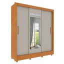 Ver imagem 2 de Guarda-roupa Casal Vitória 3 Portas 4 Gavetas com Espelho Flex Cinamomo/off White - Tcil Móveis
