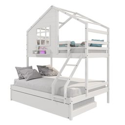 Treliche Casinha com Janela Casal/solteiro Madeira Maciça Branco Housin - 4