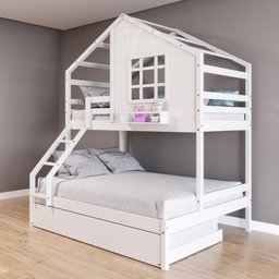 Treliche Casinha com Janela Casal/solteiro Madeira Maciça Branco Housin - 1