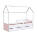 Ver imagem 3 de Cama Montessoriana Infantil Estilo Casinha 2 Gavetões 201cm Cor:branco com Rosa