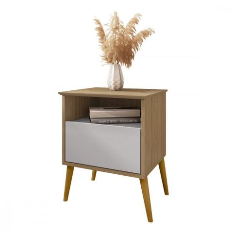 Mesa de Cabeceira Cancun Cinamomo com Off White Bechara Cinamomo com Off White