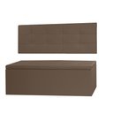 Ver imagem 1 de Kit Cabeceira Painel e Calçadeira Baú King 1,95m Roma Material Sintético Marrom Sky Mobile