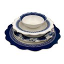 Ver imagem 1 de Aparelho de Jantar em Porcelana Branco com Detalhes Azul Escuro 24 Peças