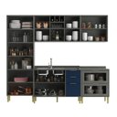 Ver imagem 3 de Cozinha Compacta Domus 10 Portas 5 Gavetas com Vidro Silver/royal - Hecol Móveis