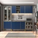 Ver imagem 1 de Cozinha Compacta Domus 10 Portas 5 Gavetas com Vidro Silver/royal - Hecol Móveis