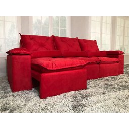 Sofá Retrátil e Reclinável 2,70m em Tecido Veludão C/pillow Nos Braços Athenas:vermelho - 4