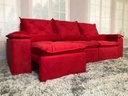 Ver imagem 4 de Sofá Retrátil e Reclinável 2,70m em Tecido Veludão C/pillow Nos Braços Athenas:vermelho