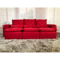 Sofá Retrátil e Reclinável 2,70m em Tecido Veludão C/pillow Nos Braços Athenas:vermelho - 6