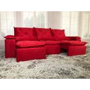 Ver imagem 3 de Sofá Retrátil e Reclinável 2,70m em Tecido Veludão C/pillow Nos Braços Athenas:vermelho