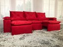 Ver imagem 3 de Sofá Retrátil e Reclinável 2,70m em Tecido Veludão C/pillow Nos Braços Athenas:vermelho