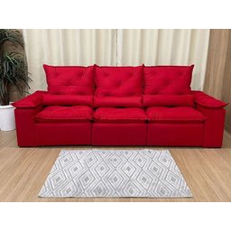 Sofá Retrátil e Reclinável 2,70m em Tecido Veludão C/pillow Nos Braços Athenas:vermelho - 3