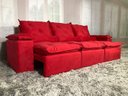 Ver imagem 1 de Sofá Retrátil e Reclinável 2,70m em Tecido Veludão C/pillow Nos Braços Athenas:vermelho