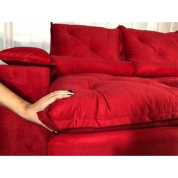 Sofá Retrátil e Reclinável 2,70m em Tecido Veludão C/pillow Nos Braços Athenas:vermelho - 7