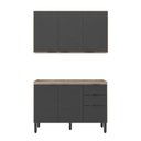 Ver imagem 3 de Cozinha Compacta Modulada Firenze 02 Peças 06 Portas 02 Gavetas Cinza/Avena Touch/Grafito